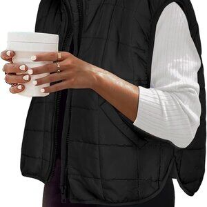 Womens Puffer Vest Ladies Sleeveless Zip Up Outerwear Warm Puffer Lightweight Do